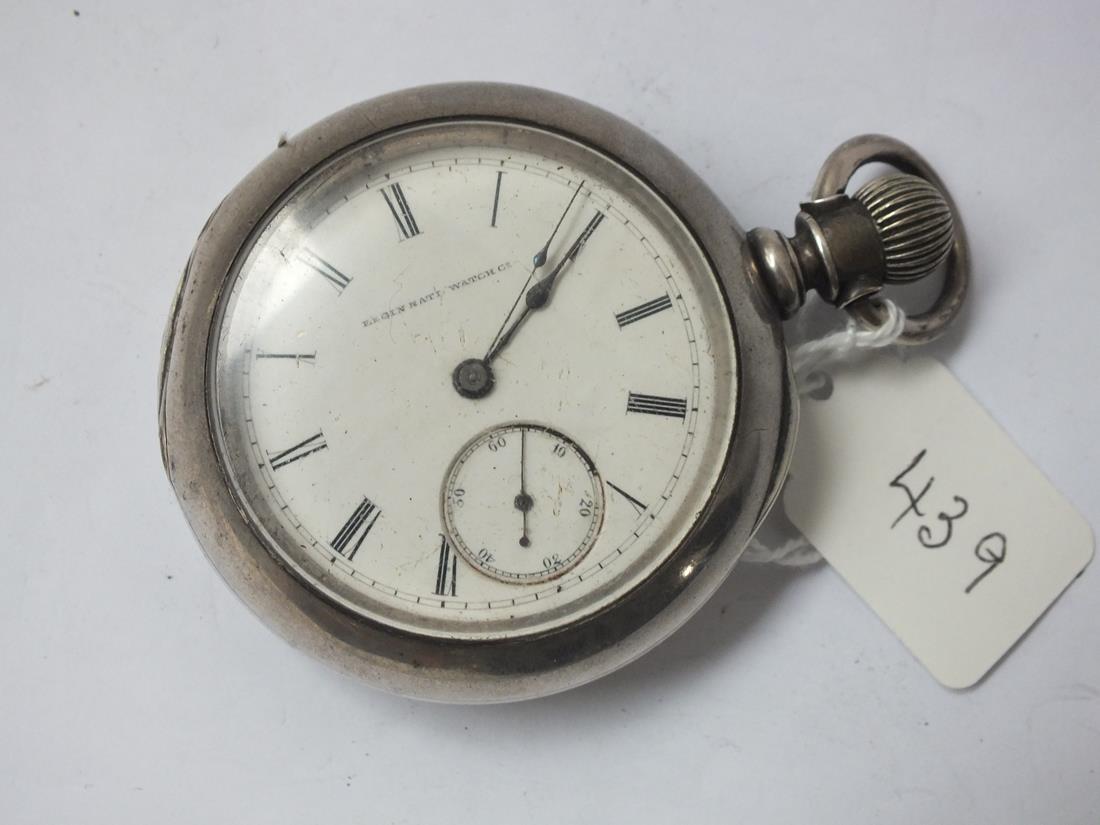 Large Elgin silver cased pocket watch with seconds dial