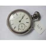 Large Elgin silver cased pocket watch with seconds dial