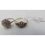 Two 9ct stone set cluster dress rings