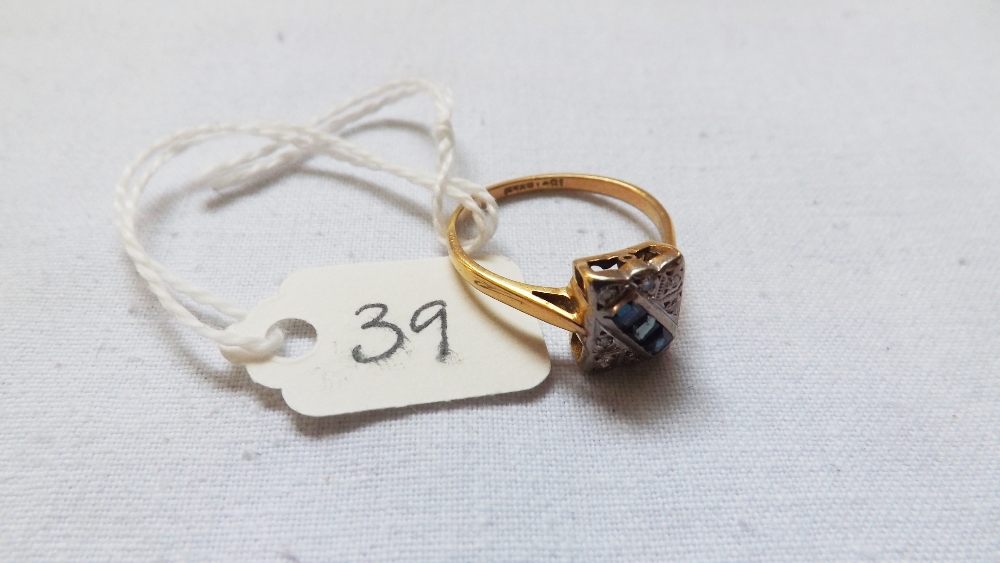 18t gold Edwardian sapphire & diamond ring approx size O - Image 2 of 3