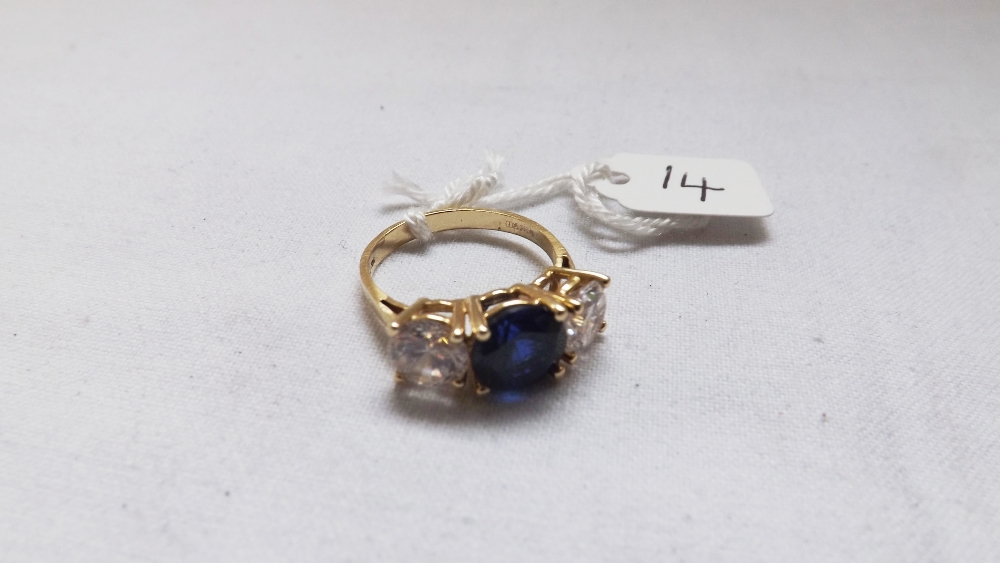 A blue & white stone dress ring in 14ct gold