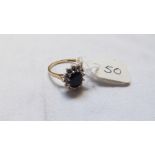 9ct sapphire & diamond cluster ring approx size O