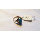 9ct vintage turquoise oval ring approx size N