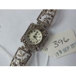 Silver and marcasite fancy ladies wrist watch