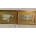 Arthur Willett – Dittisham On The Dart .6” x 12”. A pair Both Signed