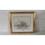 J K 1833 – Boats on Shoreline. 7.5” x 9.5”. Signed with initials