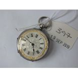 Ladies silver fob watch with silvered dial