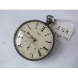 Silver gents pocket watch by Glover with seconds dial