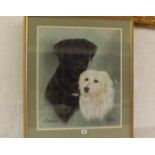 Pauline Edwards 1992 – Portrait of a Retriever and Terrier. 23” x 18” Signed and dated