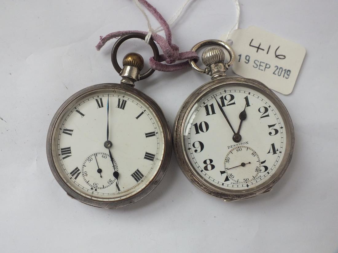 Two gents silver pocket watches (one by Dennison) both with seconds dial