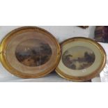 Edward Richardson 1854 – A Classical River Landscapes painted oval 11.5” x 15”. Signed and dated