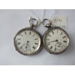 Two gents silver pocket watches, both with seconds dial