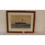 Norman Wilkinson – The Paddle Steamer, The Black Eagle off the Coast 9” x 13.52 Signed and inscribed