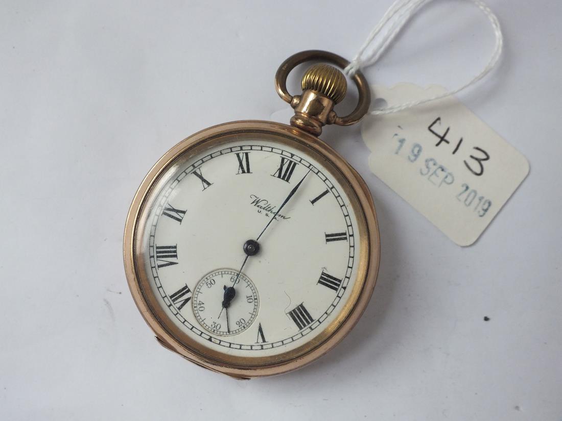 Gents rolled gold Waltham pocket watch with secondsdial