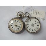 Two ladies silver pocket watches