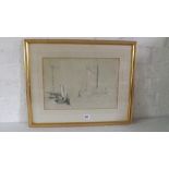 19th Century School Pencil drawing Heighten in White August 1840 9.5” x 14”