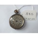 Ladies silver fob watch with silvered dial