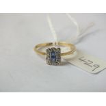 1920’s sapphire and diamond rectangular ring, set in 18ct. size P