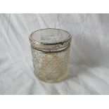 Cylindrical hobnail cut dressing table jar, 3” dia. B’ham