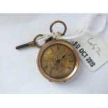 Ladies 14ct. fob watch with gilded dial