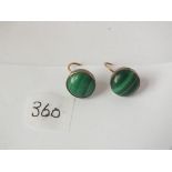 Pair silver & Malachite earrings