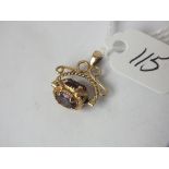 9ct stone set spinning fob charm