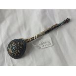 Large Russian enamelled serving spoon, 7.5” .84 standard 1888 also a preserve spoon 95g.