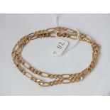 9ct long & short link neck chain 19" in length 8.3g