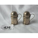 Pair of miniature kitchen dredgers, 1.5” high B’ham 1902 by JW