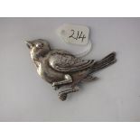 Large heavy silver bird brooch 7cm wide 21.6g
