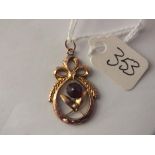 9ct red stone pendant