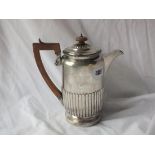 Georgian hot water jug with lift off cover and the crested sides half reeded, 8” over handle Lon