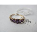 9ct amethyst five stone ring approx size P