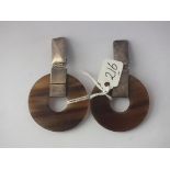 Pair of huge silver mounted 'KIKKO' ear clips