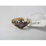 9ct amethyst & diamond dress ring approx size L