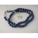 Lapis Lazuli bead necklace with silver clasp