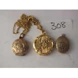 Three gilt lockets