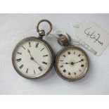 Ladies silver fob watch, also a smaller example