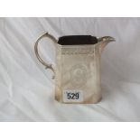 Good quality Victorian milk jug with tapering canted sides, 5” over handle Lon 1876 by HH 210g.