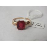9ct red stone dress ring approx size Q