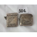 Scroll engraved vesta case, 1.5” high B’ham 1905, also another 34g.