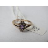 Another 9ct amethyst & diamond ring approx size N