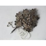 Large silver filligree flower brooch 8cm long 19.8g