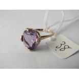 9ct large amethyst stone dress ring approx size N