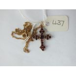 Garnet cross on fine gold chain