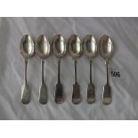 Set of six fiddle pattern tea spoons, Shef 1929 by JDS