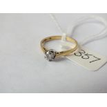 18ct gold diamond solitaire ring approx size L 1.9g inc