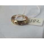 9ct ruby & diamond gypsy ring approx size M 3.9g inc