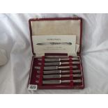 Boxed set of six tea knives with loaded handles, Shef