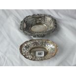 Oval bonbon dish with four pierced sides, 6” wide Chester 1895, also another 145g.